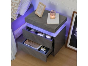 Lot de 2 tables de chevet led 50 x 36 x 53 cm – gris foncé – 2 tiroirs de rangement – style moderne