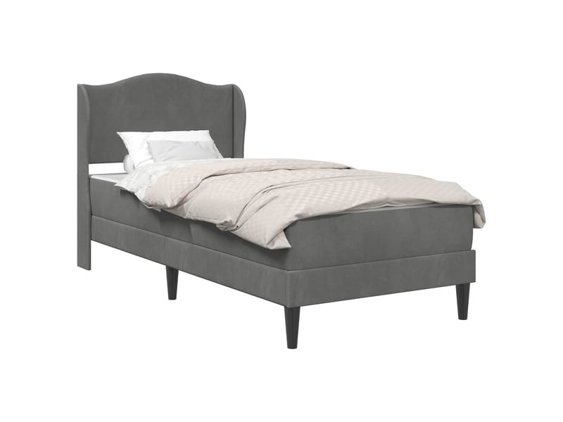  Lit simple- lit adulte -  cadre de lit avec tête de lit gris foncé 100 x 200 cm velours  - Conforama A