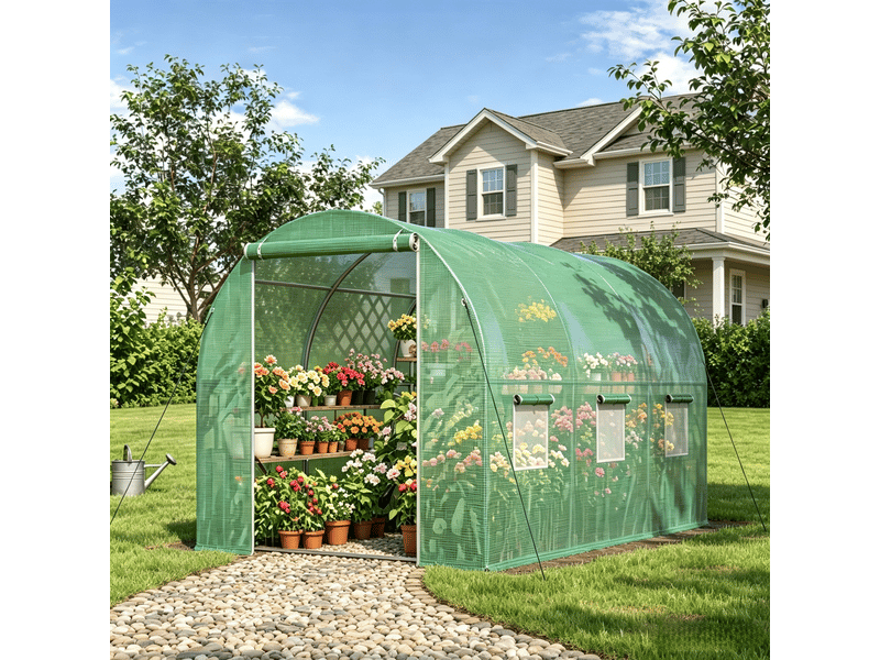  Serre de jardin extérieure avec porte enroulable zippée, grande serre de culture  - Conforama E