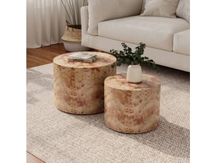 Table basse rond(e) coloris naturel ULEVR - 48 cmx38 cm
