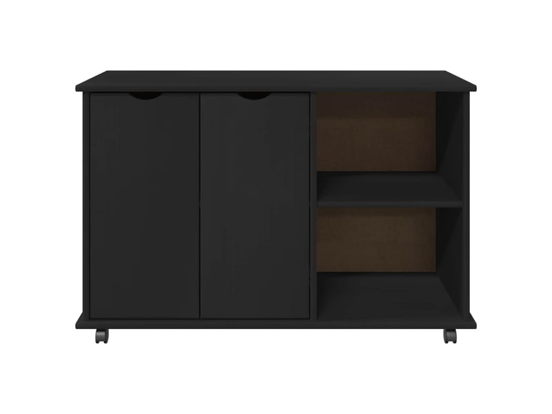  Caisson roulant de bureau noir 100 x 39 x 65,5 cm bois de pin massif  - Conforama E