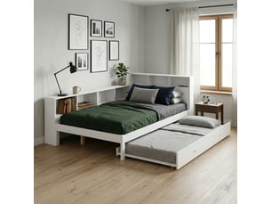 Lit gigogne 120x200cm <strong>OKMYHOME</strong> <strong></strong> coloris blanc