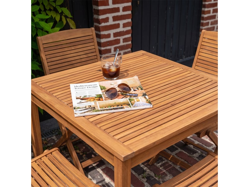  Table de jardin carrée en acacia massif huilé 24p praia 700200 - Conforama E