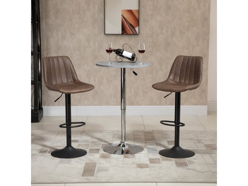  Lot de 2 tabourets de bar style vintage hauteur réglable pivotant avec repose-pied marron  - Conforama D