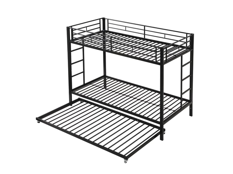  Lit superposé noir 90x200 cm en métal avec lit gigogne, barrières, en747  - Conforama D
