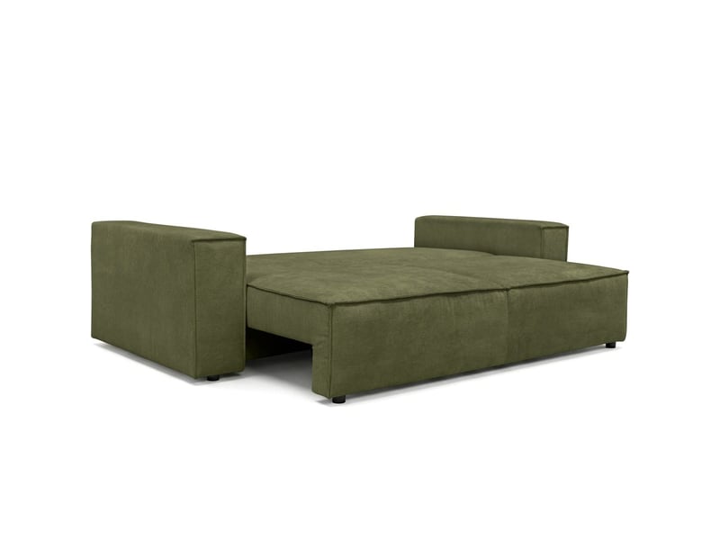  Canapé convertible 3 places avec coffre de rangement en tissu chenille vert olive - harper Harper - Conforama D