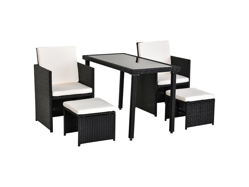  Salon de jardin 11 pièces en résine tressée avec coussins noir 120 x 60 x 75 cm  - Conforama B