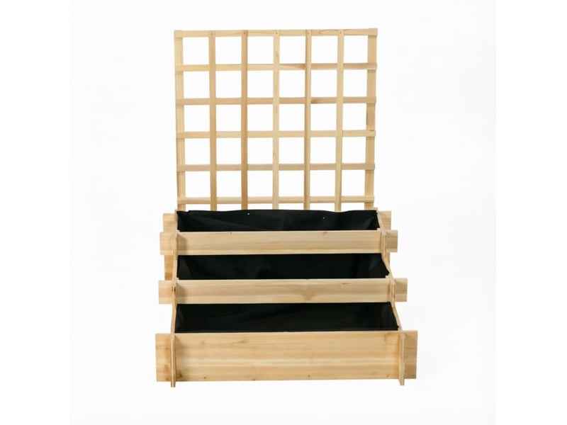 Jardinière surélevée à 3 niveaux 95x95x110 cm – naturel – treillis pour plantes grimpantes - Conforama A