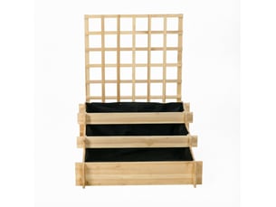 Jardinière surélevée à 3 niveaux 95x95x110 cm – naturel – treillis pour plantes grimpantes
