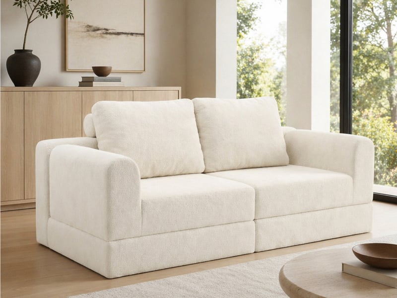 Canapé droit convertible ,2 places,avec mousse à mémoire de forme et support dorsal,160x80x78 cm,beige - Conforama B