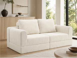 Canapé droit compressé fixe <strong>LEYTN</strong> <strong></strong> 2 places Tissu beige