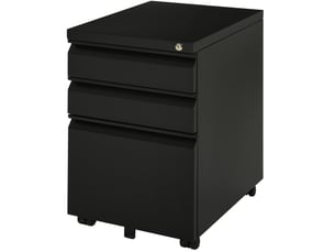 Caisson de bureau à roulettes 39 x 48 x 60 cm noir en acier, 3 tiroirs verrouillables pour dossiers