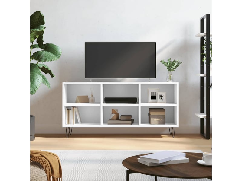  Meuble tv - banc tv - meuble de rangement blanc 103,5x30x50 cm bois d'ingénierie  - Conforama B