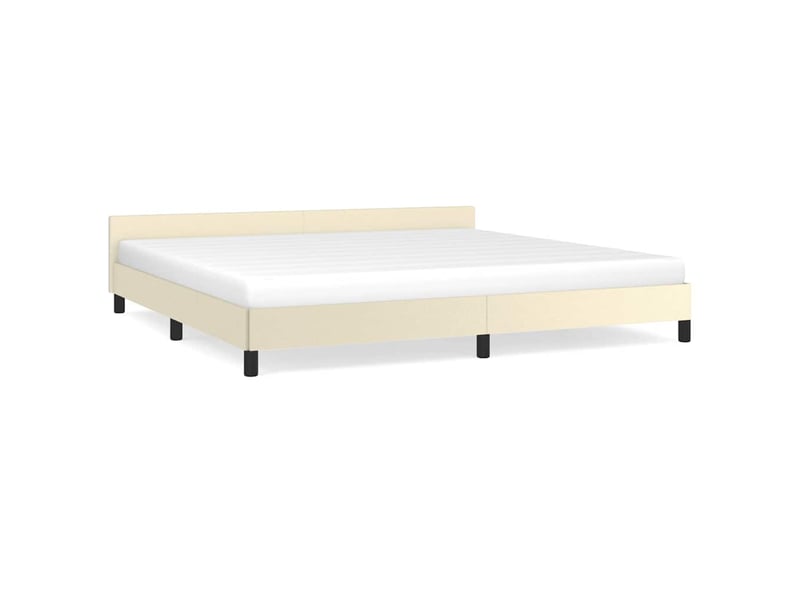 Lit double- lit adulte - cadre de lit avec tête de lit sans matelas crème 200x200 cm - Conforama A