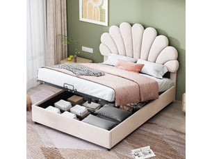 Lit 2 places 140x200 cm coloris beige