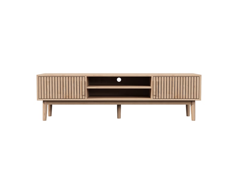 Meuble TV Bois, collection natural crush, mobilier contemporain, meuble, meuble tv, 150 x 48 x 40 cm, marron  - Conforama B