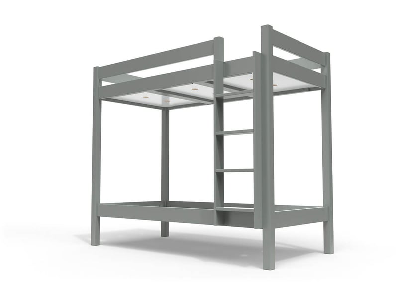  Lit superposé 2 places 90x200 échelle droite bois abc, gris SUPABCDR92-G - Conforama A