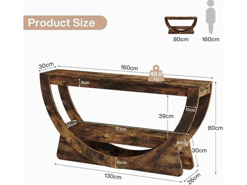  Meuble tv 160 cm style campagne en mdf marron rustique evryae  - Conforama E