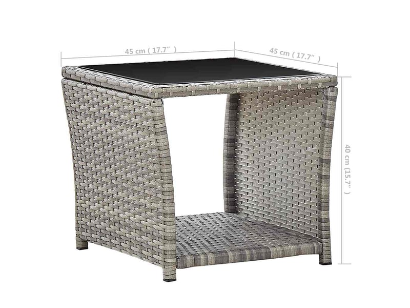  Table basse - table de salon - table à thé gris 45x45x40 cm résine tressée et verre  - Conforama E