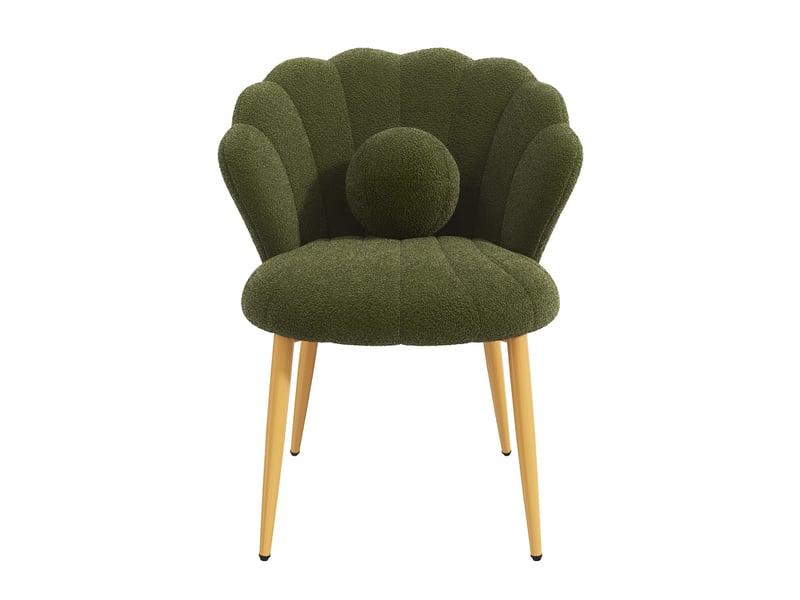  Lot de 2 chaises de salle à manger forme coquillage 60x62,5x83 cm en tissu vert  - Conforama D