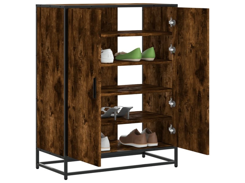  Meuble à chaussures, armoire à chaussures chêne fumé bois d'ingénierie et métal shl2224  - Conforama B
