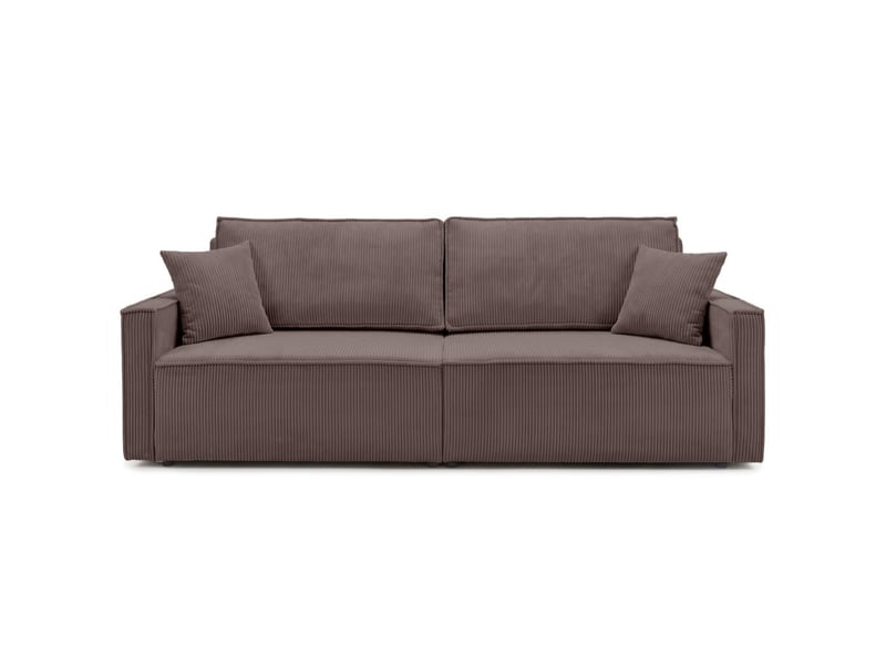  Farah - canapé droit 3 places convertible accoudoirs slim en velours cotelé  - Conforama E