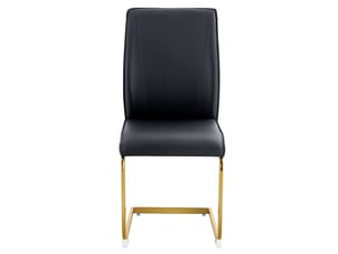 Chaise moderne en cuir pu - noir+or - dossier ergonomique - métal doré - lot de 2