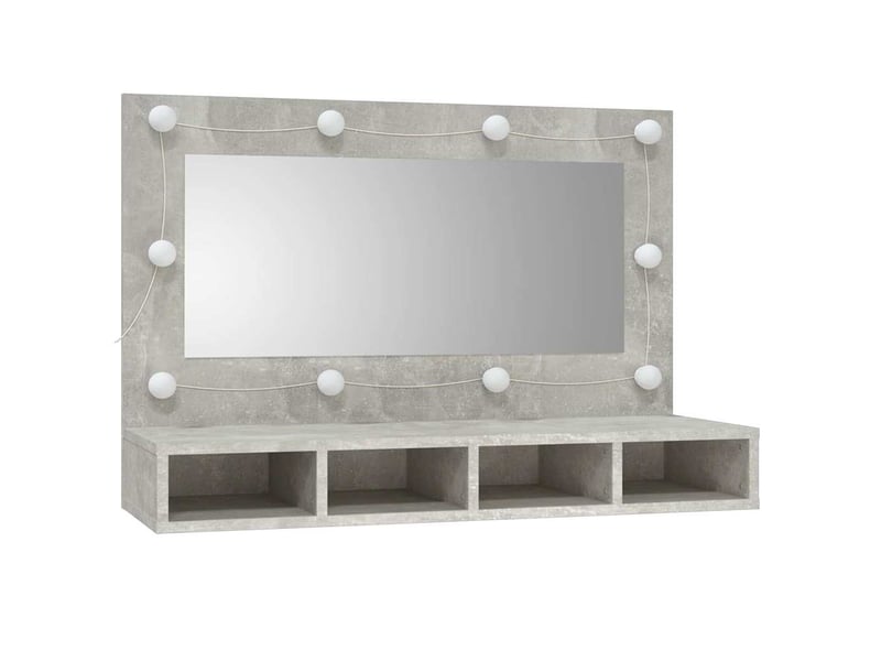  Armoire à miroir avec led gris béton 90x31.5x62 cm  - Conforama C
