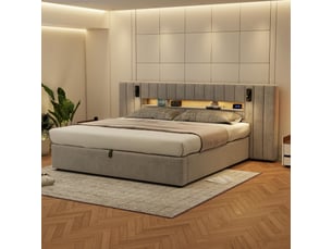 Lit avec rangement 180x200 cm coloris gris
