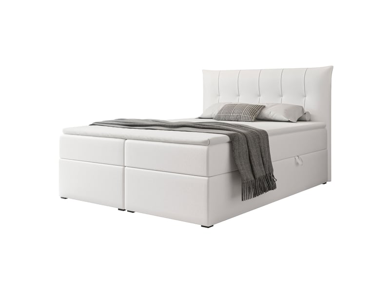  Lit coffre chester - 160x200 cm - avec matelas et surmatelas - éco-cuir - blanc CHESTER - Conforama A