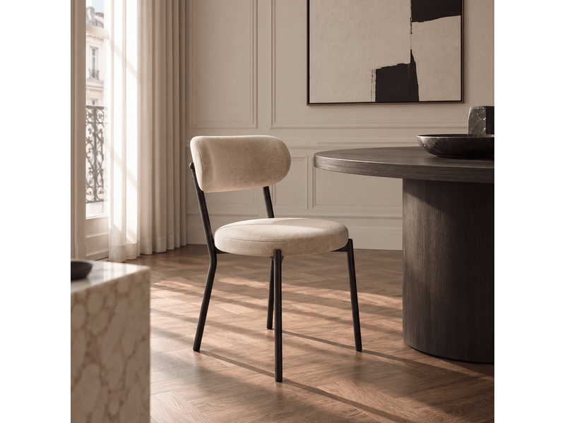  Lot de 2 chaises en tissu tramé toucher doux beige bailey SC66VTB - Conforama B