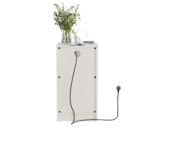  Table de chevet avec tiroir et station de charge pour chambre en mdf 33×40×61,5 cm blanc  - Conforama D