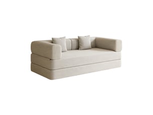 Canapé lit convertible en corduroy blanc cassé 200 x 100 x 70 cm evryae