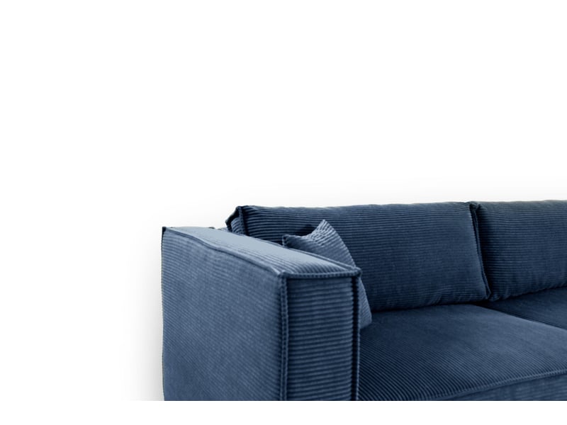 Canapé d'angle convertible en velours côtelé keymon bleu  - Conforama D