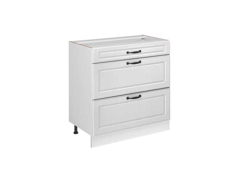  Vicco meuble cuisine, blanc campagneblanc, 80cm avec 3 tiroirs sans plan de travail  - Conforama A