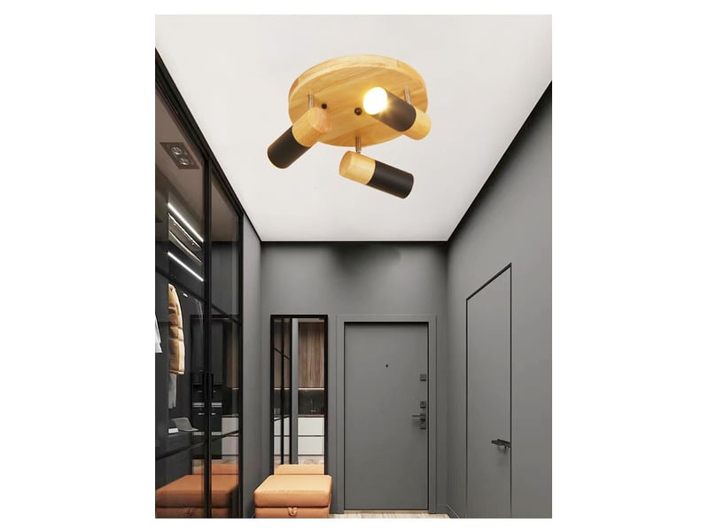  Plafonnier à intensité variable en marron bois – 3 lampes e14  - Conforama C