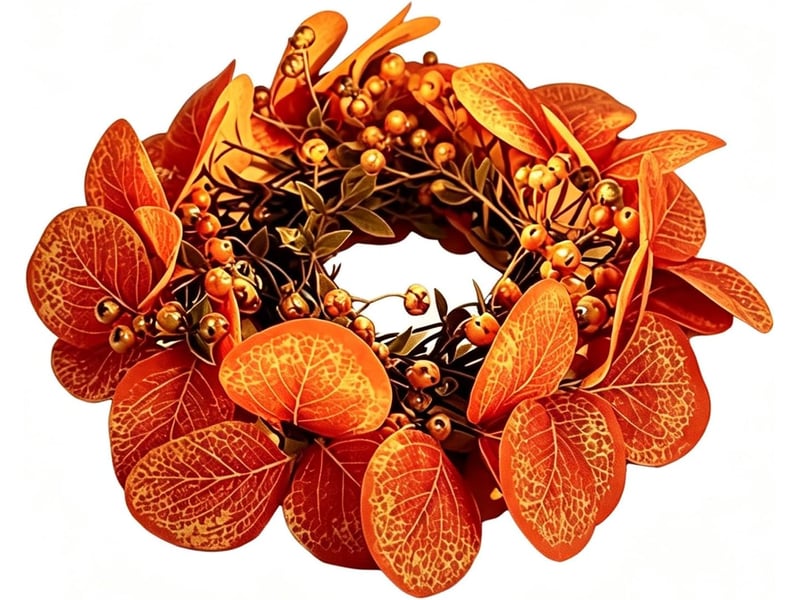  Couronne de bougie décorative feuilles d'érable – décoration automnale pour bougie pilier-style 1  - Conforama A