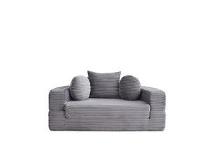 Canapé droit convertible <strong></strong> <strong></strong> 1 place Velours côtelé gris