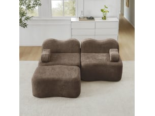 Canapé d'angle modenvie modulable 2 places 192 x 167 x 70 cm en velours brun avec ottoman