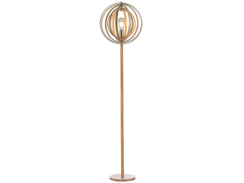  Lampadaire sur pied circulaire 40 w max. Abat-jour bois naturel clair dim. Ø 38 x 160 cm  - Conforama B