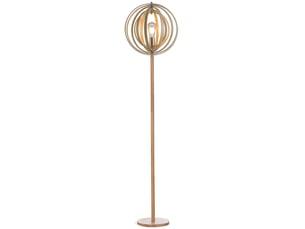 Lampadaire sur pied circulaire 40 w max. Abat-jour bois naturel clair dim. Ø 38 x 160 cm
