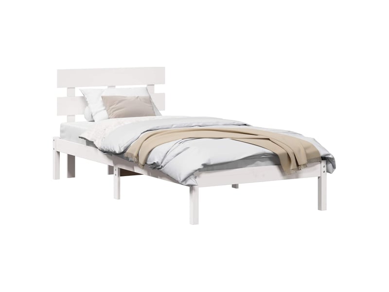 Lit simple- lit adulte - cadre de lit blanc 100 x 200 cm bois de pin massif - Conforama A