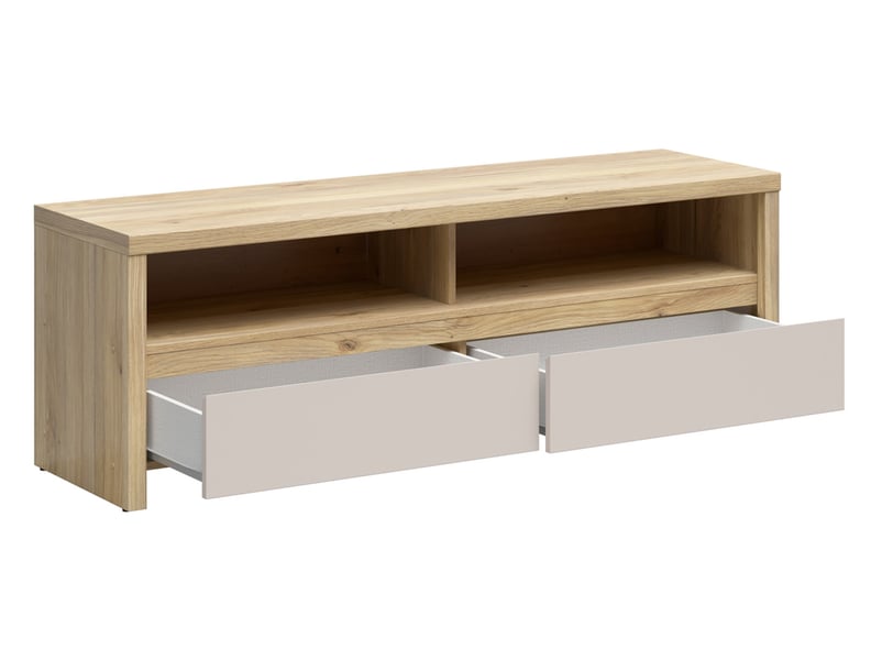  Meuble tv avec 2 tiroirs et 2 niches ouvertes coloris cachemire chêne mauvella- longueur 143,5 x profondeur 40,5 x hauteur 48,4 cm  - Conforama C