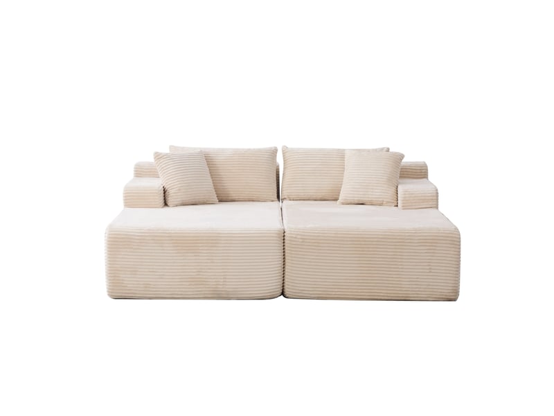 Canapé modulaire 2 places en chenille ivoire avec méridienne - Conforama A