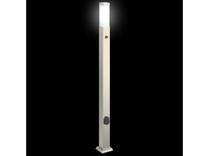 Lot de 3 borne lumineuse avec détecteur et prise 110 cm acier inoxydable ip44 shl81868 - Conforama E