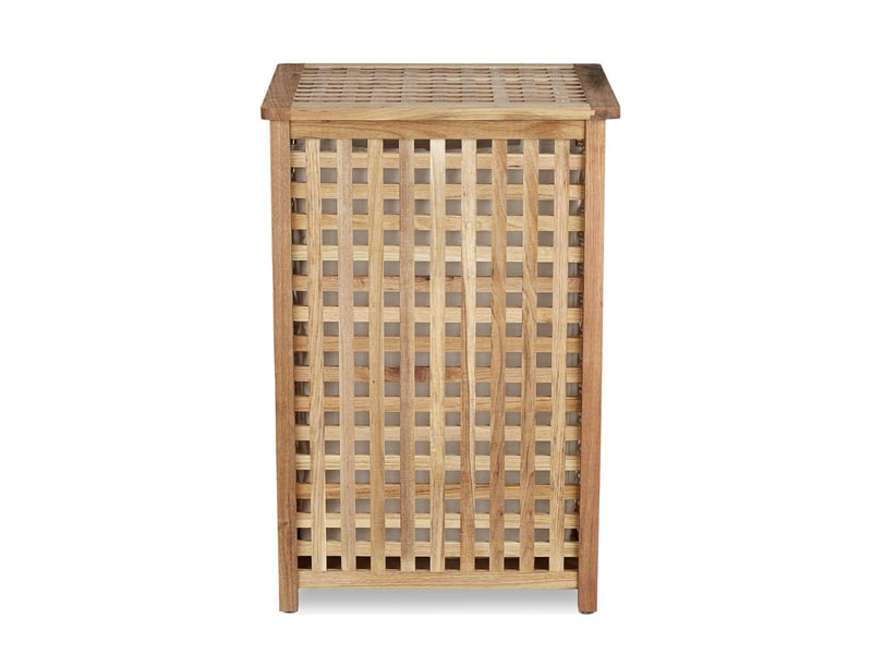  Panier à linge design moderne salle de bain 50 x 40 x 30 cm en bois de noyer 13_0003284  - Conforama A