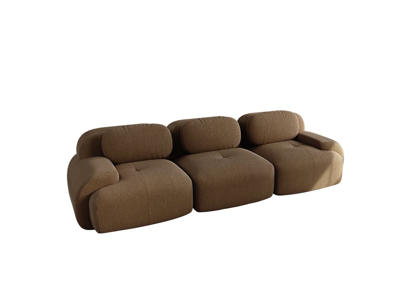 Canapé modulable, canapé 3 places, en velours tricoté, marron, livré monté, sans structure, chambre, pour salon  - Conforama E