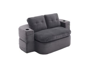 Canapé droit compressé convertible <strong>MODENVIE</strong> <strong></strong> 2 places Velours côtelé gris foncé