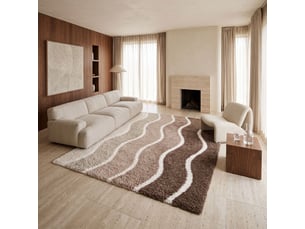 Tapis shaggy doux à motif ondulé marron beige 120x170