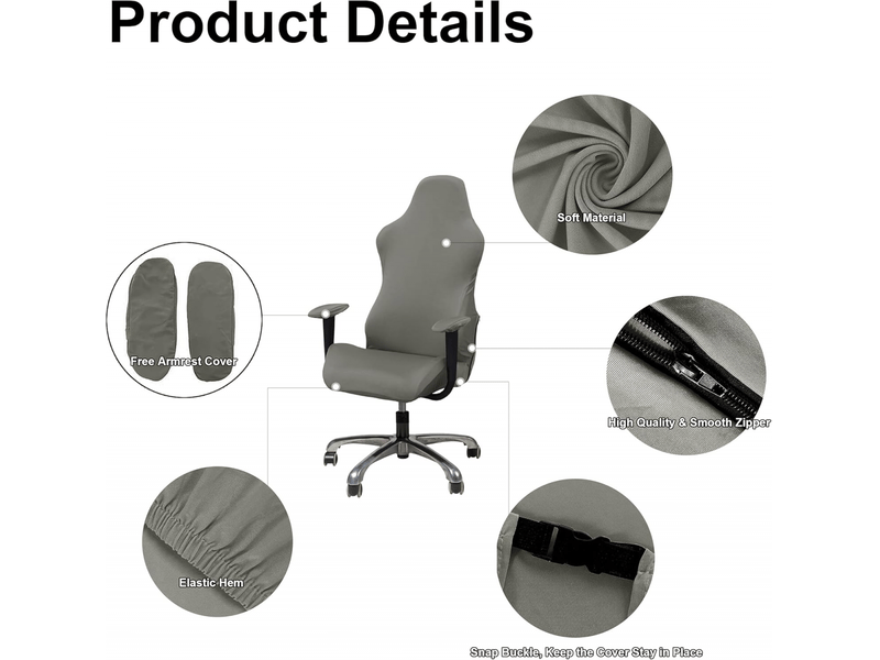  Housse de chaise élastique pour chaise esports, housse de protection pour chaise de jeu gris  - Conforama C